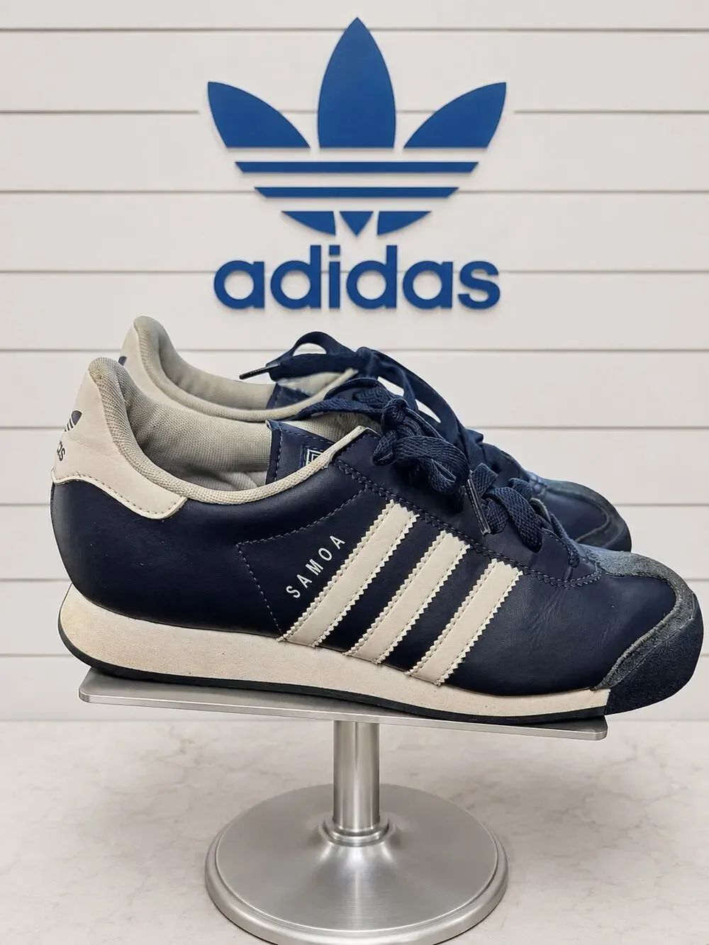 adidas Samoa G21252 Youth 5.5 Navy White Leather Classic Sneakers